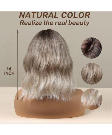 Esmee 14 Short Blonde Wigs with Bangs | Natural Synthetic Ombre Wig for Women | Cosplay & Daily Wear | Bob 14 Inch - Buy Online on GoSupps.com