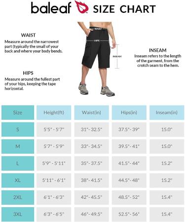 BALEAF Men's Long Hiking Shorts 15 Inch 3X-Large Black | Quick Dry Cargo Shorts for Workout Gym and Outdoor Activities - Buy Online on GoSupps.com