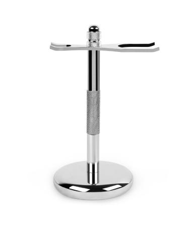 Deluxe Chrome and Brush Stand Holder Prolong The Life of Your Shaving Brush 2 Prongs