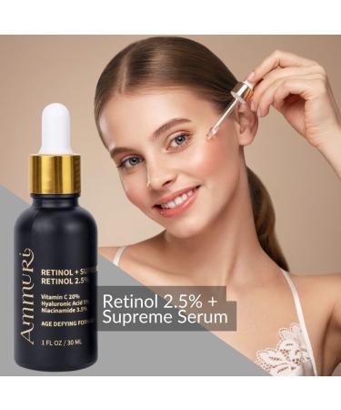 Retinol + Supreme Serum 2.5% Vitamin C 20% Hyaluronic Acid 5% Niacinamide 3.5% Anti-Aging Skin Repair Supercharged Face Serum - Buy Online on GoSupps.com