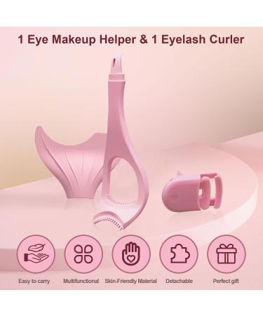 2024 Detachable 3-in-1 Eyelash Tools Set - Mascara Shield Eyeliner & Eyeshadow Stencils Pink Lash Curler - Perfect Gift for Women (2 Pack - Buy Online on GoSupps.com