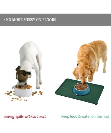 Reopet Silicone Pet Feed Mat - Waterproof Dog & Cat Mat with Elevated Edges - 60x40 cm (1-Pack) - Hunter Green - Buy Online on GoSupps.com