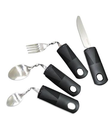 Cutlery for Parkinson's seniors Disabled - Aid Set with Loeffel Messer Fork For Left Hanger spoon bent thickened grip for children arthrosis rheumatism disabled people black - Buy Online on GoSupps.com