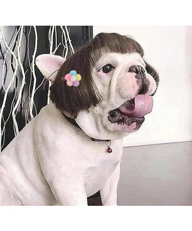 Trimmable Dog Wigs for Small Medium and Large Dogs Cosplay Pet Funny Headwear Costumes  Cat Wigs Dress up Decorations for Halloween  Christmas  Parties  Festivals Black Brown Straight Hair - Buy Online on GoSupps.com