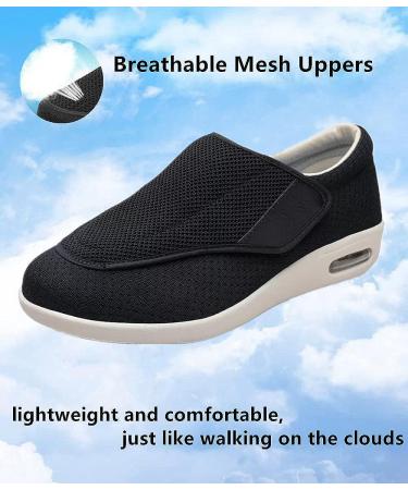 ZGDG Women's Diabetic Shoes for Swollen Feet - Wide Width Slip-on Tennis Shoes for Seniors with Adjustable Strap - Ideal for Hammertoe, Arthritis, Bunions - Size 8 Wide, Color: Black - Buy Online on GoSupps.com