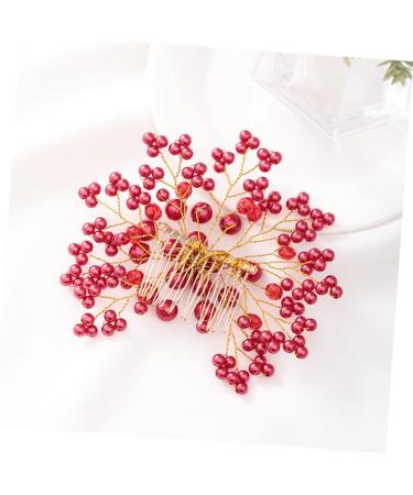 Beaupretty Wedding Hair Comb 1pc bridal hair combs flower hair comb wedding floral hair barrettes bridal veil comb pearl hair side combs hair comb vintage hair comb red hair clip Miss Korean - Buy Online on GoSupps.com