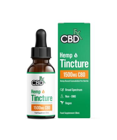CBDfx 1500mg CBD High Strength CBD Oil Improved Purity All Natural Vegan Non-GMO Broad Spectrum Blended with MCT Oil No THC 30ml (30 Days)