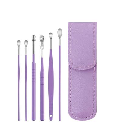dhaonxb Professional Ear Cleaning Kit Ear Cleaner Earwax Removal Tool with Portable Keychain PU Leather Case The Most Professional Ear Cleaning Master in 2023 (Purple)