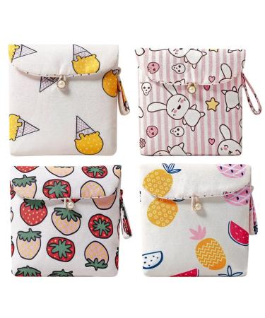 4 pieces of hygiene napkins portable menstrual pad collective bag zipper breastfeeding tampon organizer for women and girls 13 x 13 cm