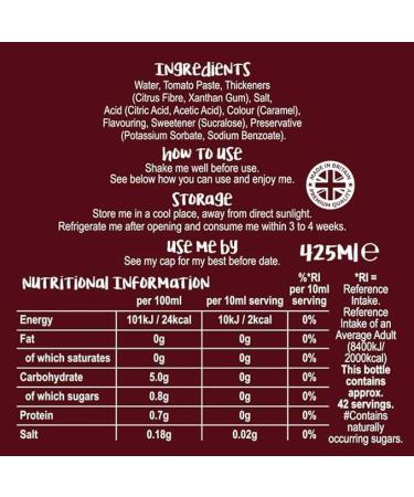 Skinny Food Co Smokey BBQ Sauce - 425ml (Pack of 1) - Virtually Zero Calorie, Keto, Paleo, Fat Free, Sugar Free - Diabetic Friendly - Vegan - for Gym-Fitness, Weight Loss, Low Carb Diet - Buy Online on GoSupps.com