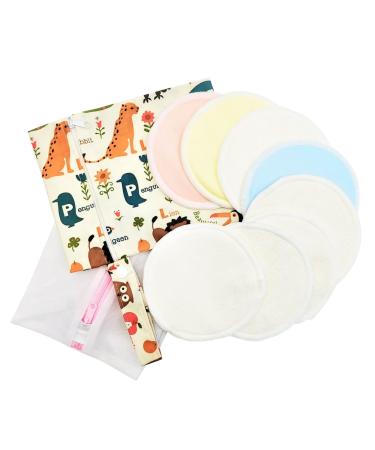 8 Pack Organic Bamboo Nursing Breast Pads for Mom + Laundry Bag & Random Travel Storage Bag,Absorbent Leak-Protected,Washable & Reusable Nursing Pads for Breastfeeding Leak Protection(Large 5") 5 " 8.0