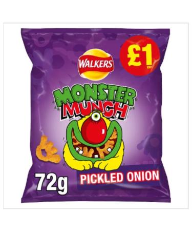 Walkers Monster Munch Pickled Onion Snacks 72g x Case of 15 Pickled Onion Snacks 15