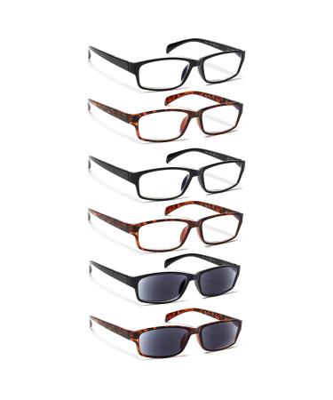 Cojwis reading glasses 6 Pack men and women quality spring hinge blue light filter reader glasses (6 color mix-6 3.00) 6 color mix-6 3.0 x
