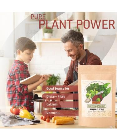 Nourisharvest Beetroot Broccoli & Kale Powder - Raw SuperVeg Blend for Smoothies & Seasoning No Added Sugar Preservatives-Free Made from 100% Farm Fresh Vegetables - 120g - Buy Online on GoSupps.com