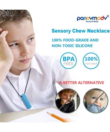 Panny & Mody Sensory Chew Necklace Set - 3 Pack Chewy Sticks for Kids with Autism, ADHD, Teething - Boys and Girls (Red Green Blue) - Buy Online on GoSupps.com
