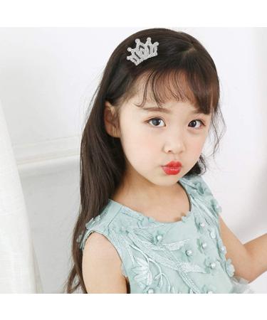 Kids Princess Crown Rhinestone Tiara Hair Comb Set - Sparkling Crystal Hair Clips for Girls, Teens, Toddlers - 2 Pcs Mini Decorations - Buy Online on GoSupps.com