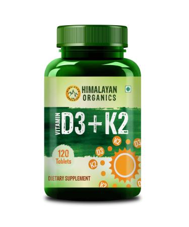 Himalayan Organics Vitamin D3 600 IU + Vitamin K2 as Mk7 | Supports Stronger Immunity Bone & Heart Health (120 Veg Tablets)