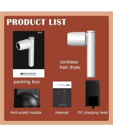 Cordless Hair Dryer Portable Lightweight Blow Dryer Travel Hair Dryer for Kids 23400mAh Rechargeable Wireless Hair Dryer Gifts for Women/Mom/Girls White - Buy Online on GoSupps.com