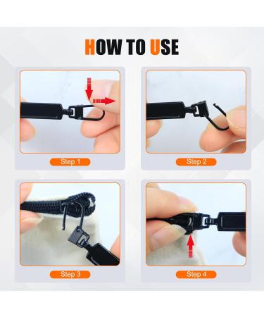 Quelcc Metal Zipper Pulls - 6 Pack Replacement Zipper Parts for Wallets Clothes Jeans & Luggage (Black) - Buy Online on GoSupps.com