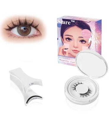 Siare Magnetic Eyelashes Kit Which can be Reused Natural Magnetic Eyelashes and Waterproof Natural Light No Glue Easy to Wear and Remove for All-Day Comfort (Natural + plump 2 Pair)