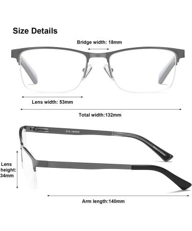EYECEDAR 5-Pack Reading Glasses for Men Metal Gunmetal Half Frame Spring Hinges Eyeglasses Readers 1.50 Metal Grey 1.5 x - Buy Online on GoSupps.com