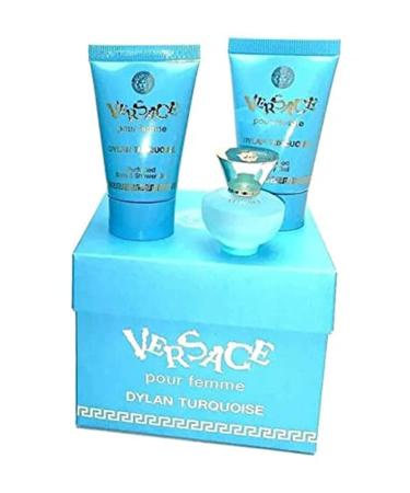 Versace Dylan Turquoise Womens Mini Perfume Trio Gift Set (5ml EDT Splash, 23ml Body Gel & 23ml Shower Gel) - Buy Online on GoSupps.com