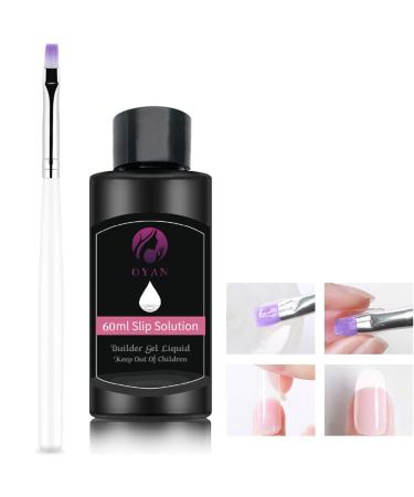 Slip Solution 60ml For Nail Builder Gel Poly Nail Extension False Nail Gels Nail Extension Builder Enhancement Crystal Poly Builder Gel For Manicure BeginnersNail Art French (60ML)