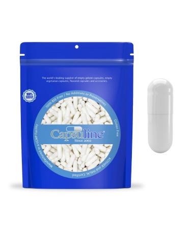 Capsuline Size 00 Veggie Empty Capsules - Acid Resistant Enteric Clear Vegan Empty Capsules Empty Veggie Pill Capsules DIY Vegetable Capsule Filling Kosher and Non-GMO Certified 1000 Count White 1000 Count (Pack of 1)