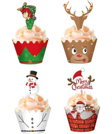 Christmas Decorations 1 Set Cupcake Christmas cake topper fruit cake christmas decor fruit decor holiday cake pick filigree cupcake wrapper snowman cupcake topper Xmas Ca - Buy Online on GoSupps.com