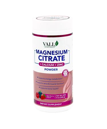 Magnesium Citrate - Powder Red Berry Flavor 8.8 oz (250 g) - Supports Energy Production Bone & Digestive Health - Sugar-Free Suitable for Ages 10+ Berry 1 Count (Pack of 1)