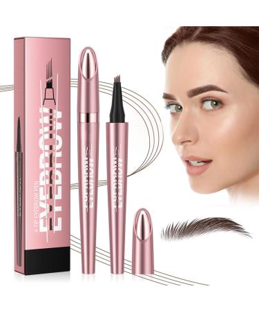 3D Magic Waterproof Eyebrow Pencil with 4 Fork Tips 2024 New Micro Eyebrow Pencil Eyebrow Pencil Effortlessly Creates Natural Looking Brows (2# Dark Brown)