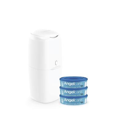 Angelcare Nappy Disposal System with 3 Refills 1 Count (Pack of 1) White
