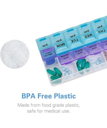 Buy HoFire BPA Free 7-Day Weekly Pill Organizer | Large Compartments for Vitamins & Medications - Twice A Day Travel Case (Purple & Blue - Buy Online on GoSupps.com