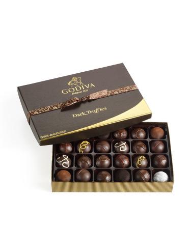 Godiva Chocolatier Assorted Truffles Gift Box, Dark Chocolate, 24 pc 24 Count (Pack of 1)