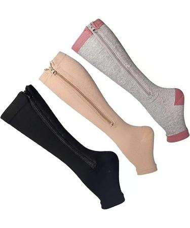 Buy Compression Socks with Zipper - High Open Toe Breathable Calf Support for Men & Women | XXL Running Compression Stockings - Buy Online on GoSupps.com