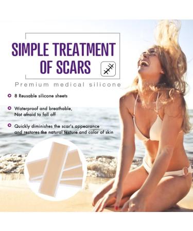 Silicone Scar Sheets 4 PCS Scar Removal Silicone Gel Scar Tape Effective Scar Treatment for Surgical Scars C-Section Deep Stretch Mark Removal Keloid Bump Removal Purple - Buy Online on GoSupps.com