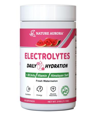 Electrolytes Powder No Sugar Fresh Watermelon Electrolyte Powder Hydration Powder Enhanced with Himalayan Salt BCAAs and B-Vitamins No Calories Sugar Free Keto Electrolyte Drink - 90 Servings
