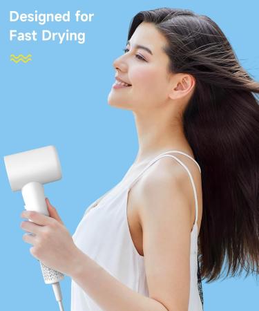 Professional Hair Dryer - 130 000 RPM High-Speed Ionic Blow Dryer | Fast Drying Low Noise Thermo-Control | Magnetic Diffuser & Nozzle | Ideal for Home & Travel - White - Buy Online on GoSupps.com