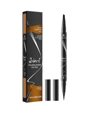Eyebrow Pen Microblading Eyebrow Pencil with -Fork-Tip and Precise Brush Create Natural Hair-Like Brows Eyebrow Pencil (Black)