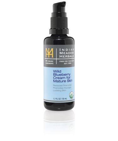 Indian Meadow Herbals Wild Blueberry Cream for Mature Skin (1.7oz) - Fine Line Face Cream. Promotes Younger-Looking Skin - Deep Facial Moisturizer. USDA CERTFIED ORGANIC.