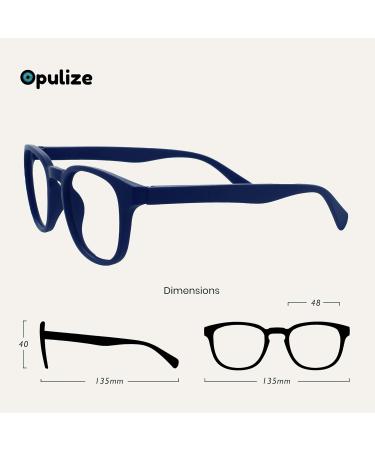 Opulize Pop Reading Glasses - Round Matt Frame - Mid Blue - Spring Hinges - Scratch Resistant - Unisex - Smooth Matt Blue - +3.00 Magnification - Buy Online on GoSupps.com