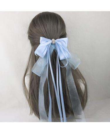 Handmade Ribbon Sweet Lolita Hair Bow Clips - Light Blue Princess Barrette - Buy Online on GoSupps.com