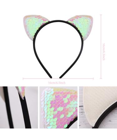 Yahemu Cat Ears Headband Set - Glitter Sequins Hair Accessories for Girls & Women | 4-Piece Party Decoration for Birthdays & Christmas - Buy Online on GoSupps.com