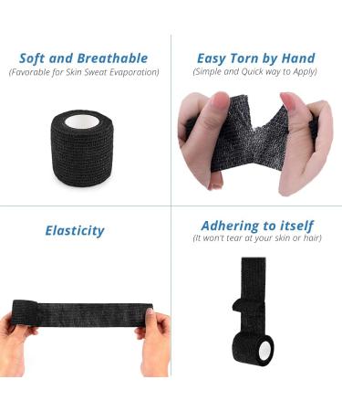 12 Pack 2 x 5 Yards Black Self Adhesive Bandage Wrap for Sports First Aid - Breathable, Cohesive, Elastic Bandage for Wrist and Ankle - Buy Online on GoSupps.com