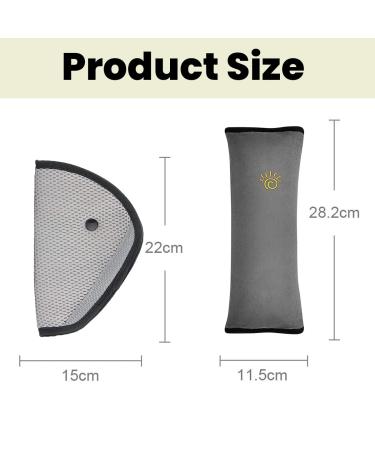 Zeyou Children Seat Belt Pads Set | 2 pcs Removable Car Seat Belt Shoulder Pads & Pillows | Gray Safety Cushions for Kids in Car & Stroller - Buy Online on GoSupps.com