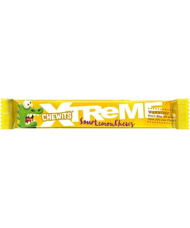 Chewits XTREME 6X EXTREMELY FRUITS FLAVOUR CHEWS FULL BOX 24 x 34g (SOUR LEMON CHEWS) - Buy Online on GoSupps.com