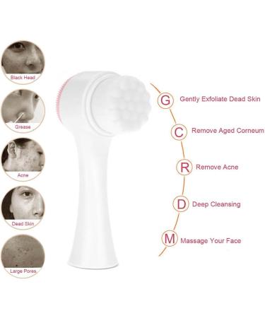 Double Sided Facial Cleansing Brush | Exfoliating & Massage Soft Bristles | Silicone Pore Cleaner for Blackheads, Acne | Multi-Purpose Wet/Dry | Pink - Buy Online on GoSupps.com