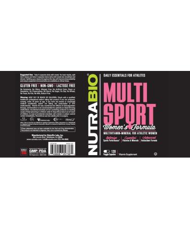 NutraBio Multisport for Women - Women's Multivitamin with Antioxidants - 120 Veg Capsules - Buy Online on GoSupps.com