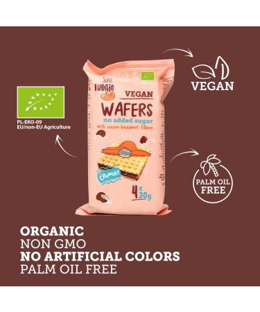  SUPER FUDGiO SUPER FUDGiO Organic waffles with cocoa and hazelnut cream without sugar or palm oil | Vegan snack without added sugar 4 x 30g (120g (1 piece) - Buy Online on GoSupps.com