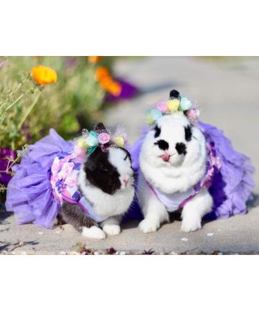 Yekeyi Spring Summer Princess Pet Dress for Rabbits Dogs & Cats - Cute Bunny Tutu Costumes & Clothing with Violet Leaves - Buy Online on GoSupps.com